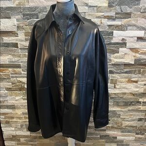 ILLA ILLA Black Faux Leather Shirt Jacket